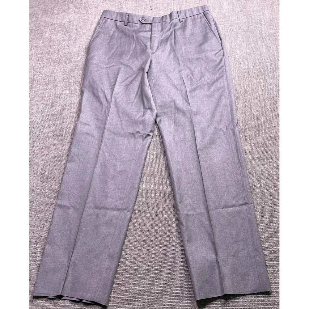 Joseph Abboud Wool Dress Pants Mens 34 Gray Flat Front Classic Business Formal